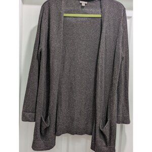 J.Jill Womens Cardigan Sweater Large lightweight Silk Cotton Brown Quiet Luxury